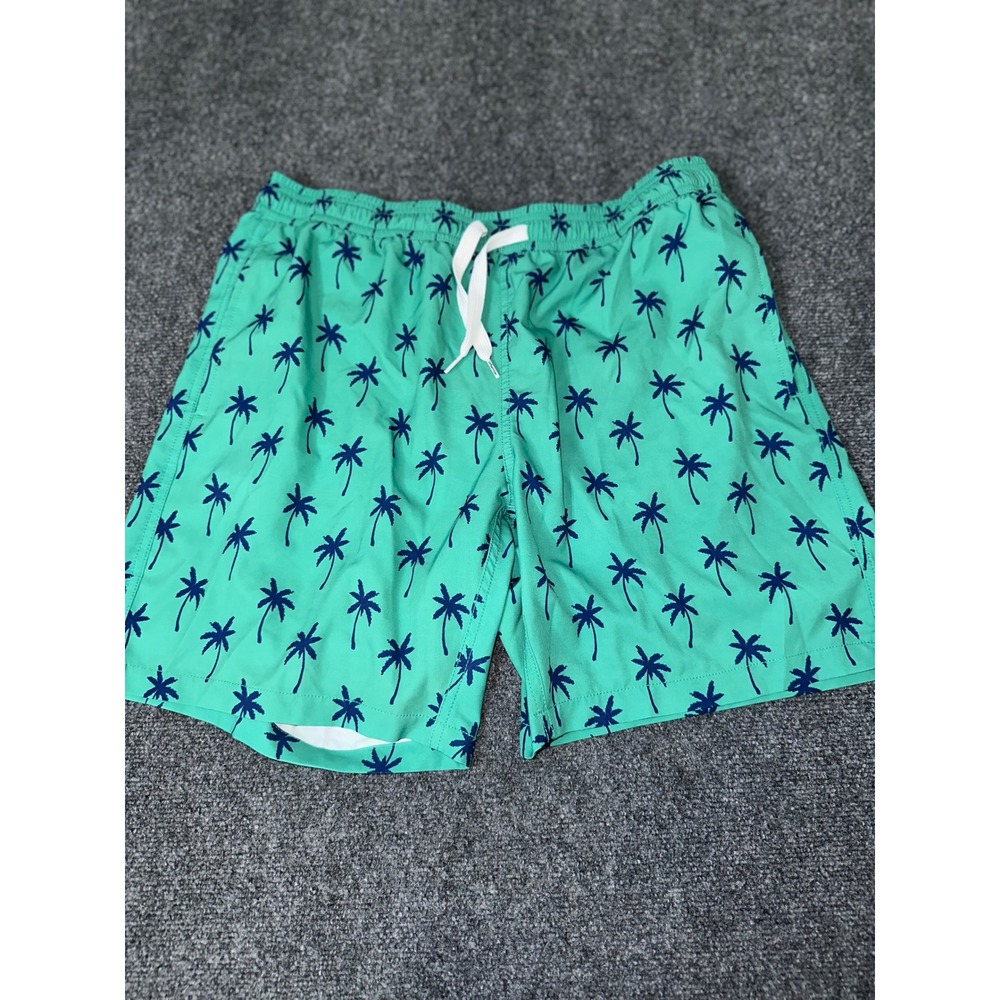 Maamgic Mens Swim Trunks Teal Green Palm Tree Print‎ Mesh Lined XL 6 Inch Inseam